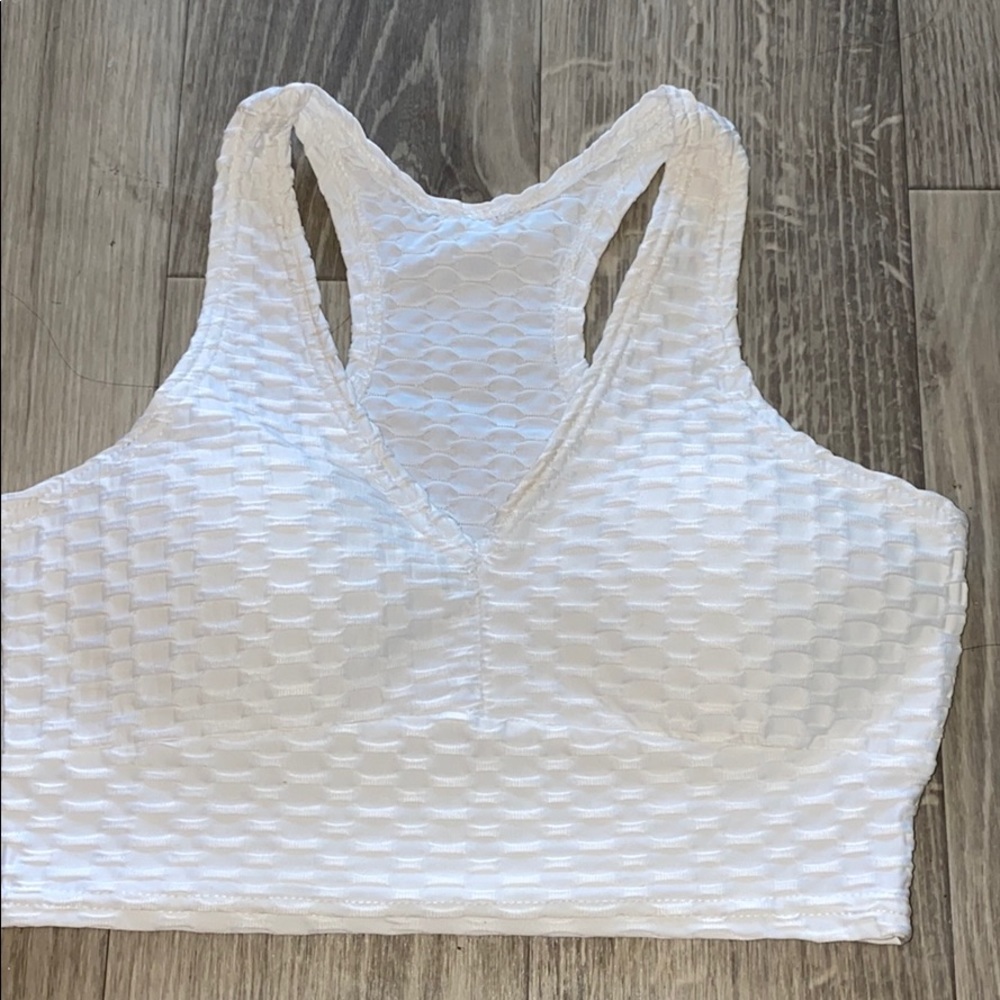 WHITE Anti Cellulite lift leggings sports bra
